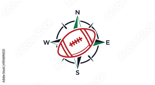 American Football Navigation Directional Compass Symbol.