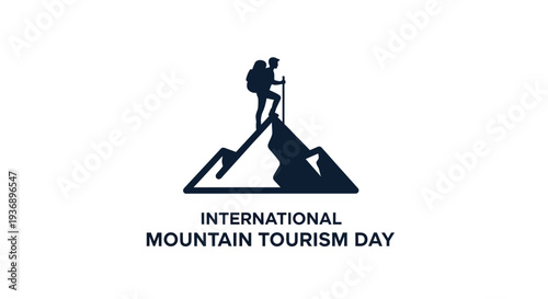 International Mountain Tourism Day graphic with hiker silhouette.