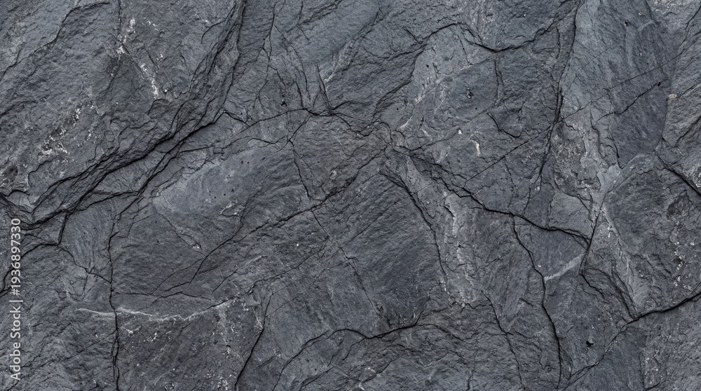 Naklejka premium macro photography, dark gray slate rock texture, bakground, natural rugged stone wall surface