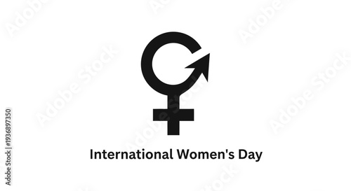 International Women's Day symbol with female gender sign and arrow.
