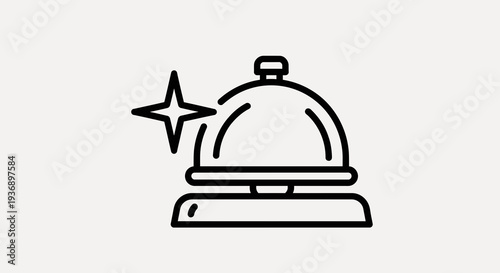 Clean Service Bell Icon Vector Illustration, Hotel Reception Shiny Star Symbol, Hospitality and Customer Service Concept