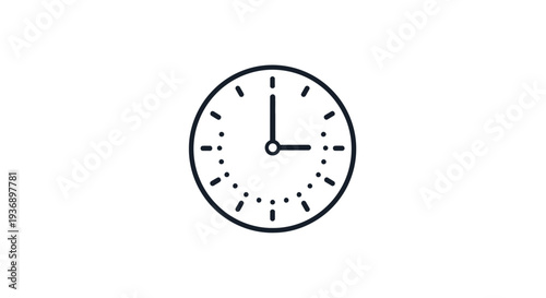 Simple black and white analog clock face showing 11 o'clock.