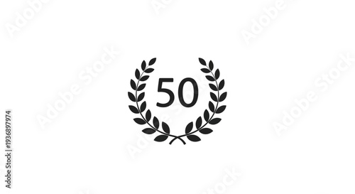 Black laurel wreath with the number fifty in the center.