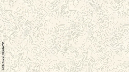 minimalist illustration, beige topographic map pattrn, abstract category, seamless wavy lines backgroun