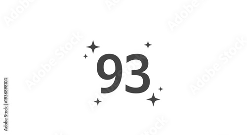 Simple black and white graphic design element with number ninety three.
