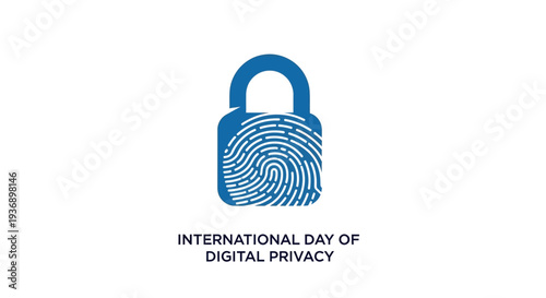 International Day of Digital Privacy symbol with fingerprint and padlock.