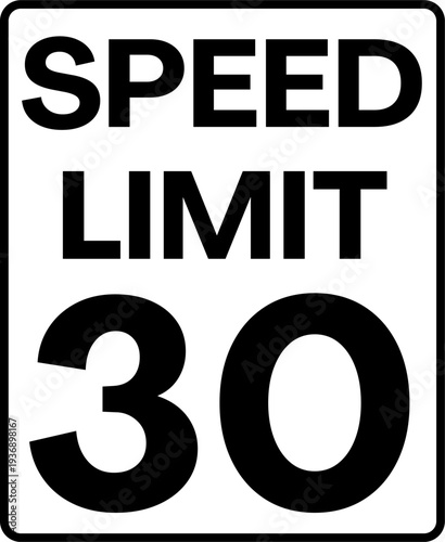 Speed limit 30 miles per hour traffic sign vector, Speed limit 30 mph sign