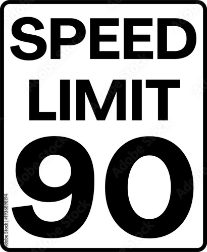 Speed limit 90 miles per hour traffic sign vector, Speed limit 90 mph sign