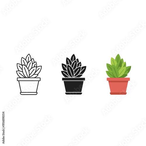 Plant Pot Icons Growth Business