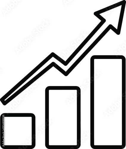 A simple bar graph with an upward trend indicated by an arrow