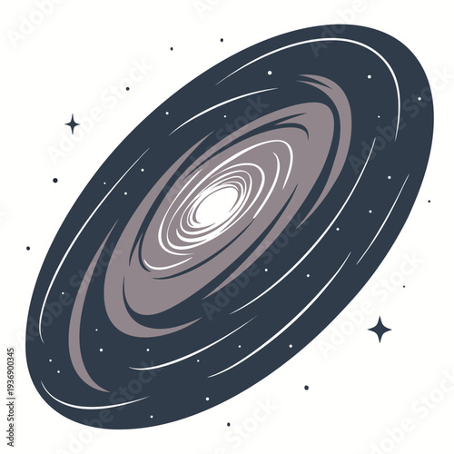 Realistic depiction of a spiral nebula with swirling gray and white clouds