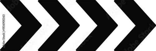 Modern black chevron arrow vector illustration, directional pointer symbols for web design, navigation and graphic interface