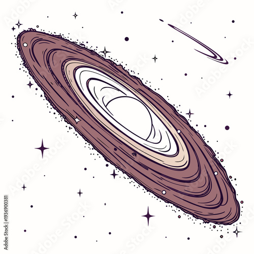 Ultra of a deep space spiral galaxy with rings and stars