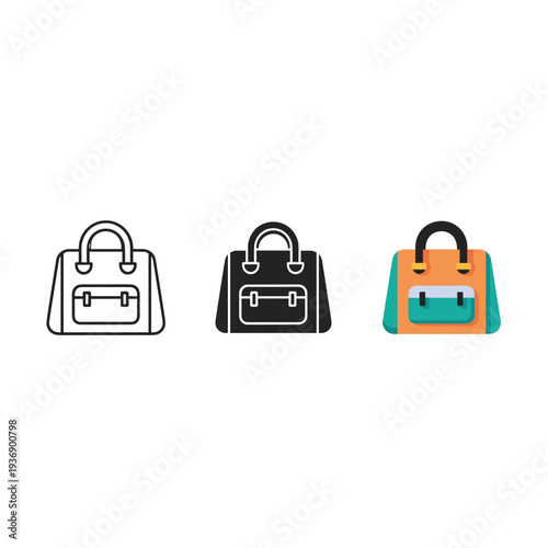 Duffel Bag Icon Set Business Travel