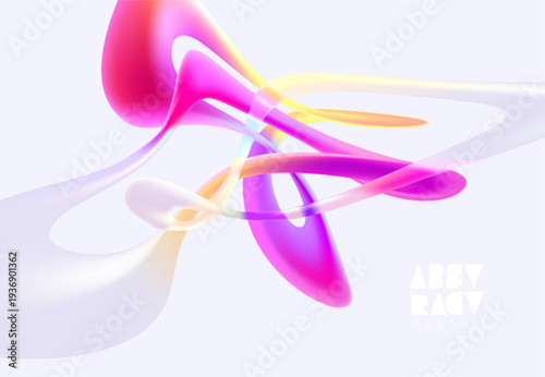 3D glass twisted lines. Liquid and fluid geometric shapes. Abstract vector design element.