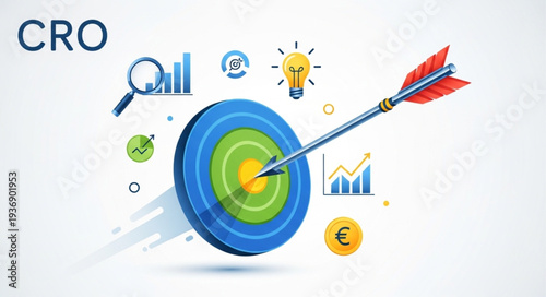 Target with Arrow Hitting Bullseye for Success.