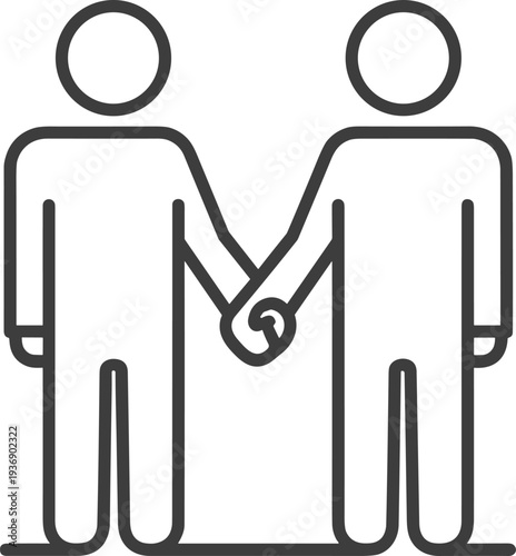 Two people pinky promise line icon symbolizing trust, friendship and commitment agreement, minimalist human figures making promise gesture isolated on white background