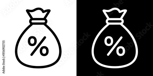 Money Bag icon concept in flat black and white style on clean background vector illustration design	