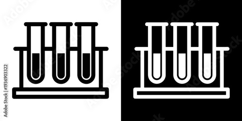 Test Tubes icon concept in flat black and white style on clean background vector illustration design	