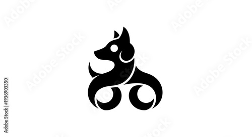Stylized black dog silhouette design