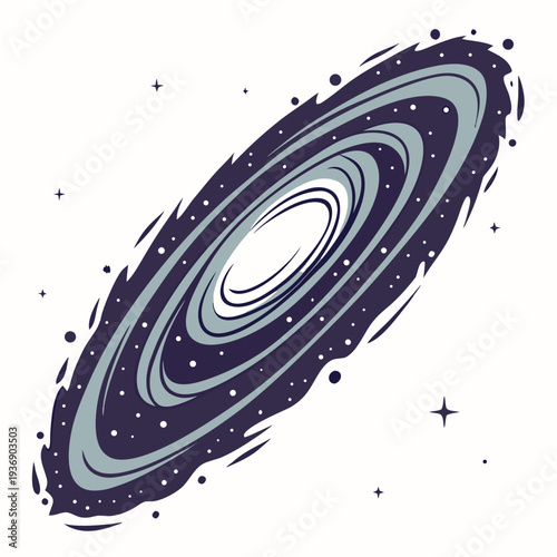 Dark purple and gray of a ringed planet in space galaxy