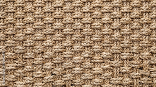 Coarse Woven Texture: A close-up view reveals a textured surface of intricately woven, rustic material, showcasing the details and patterns of the interwoven threads.
