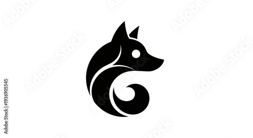 Stylized black fox icon on white background