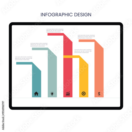 Business Growth Line bar infographic design vector