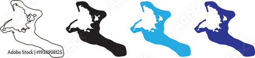 Detailed Christmas Island Kiritimati Map Outline Silhouette Set - Vector Republic of Kiribati Atoll Geography Icons for Travel and Education