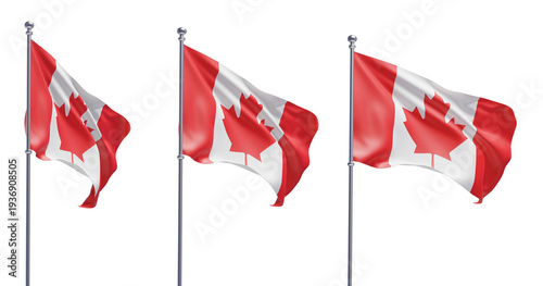 Schilderij op canvas Canada flag on transparent background, PNG transparent, isolated, 3d render flag