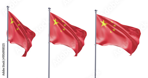 Fotografía China flag on transparent background, PNG transparent, isolated, 3d render flag