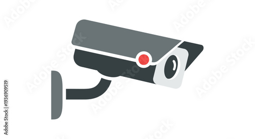 Modern CCTV Surveillance Camera Icon on an Isolated White Background