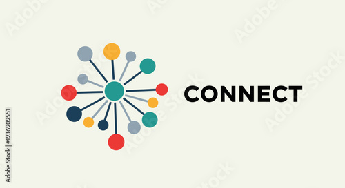 Abstract Network Connection Dots with Connect Text in a Bright Studio Background