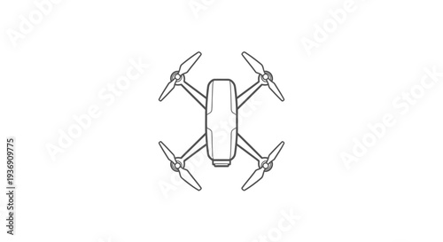 Outline Drone Top View Icon on Isolated White Background