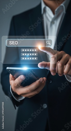 Wallpaper Mural Professional Business Person Interacting with Virtual SEO Search Interface on Smartphone Photography, Illustrating Digital Marketing and Online Optimization Strategy Torontodigital.ca