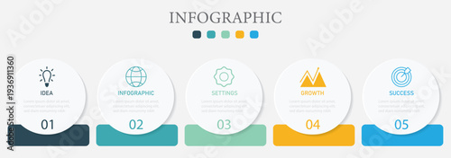 Vector infographic template. Timeline infographic design with circle for business template. Abstract elements of graph infographic template with label, integrated circles.  