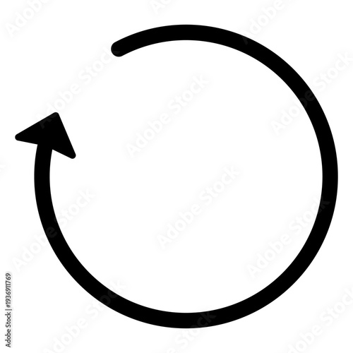 Black Circular Refresh Arrow Icon for Reload or Repeat Navigation