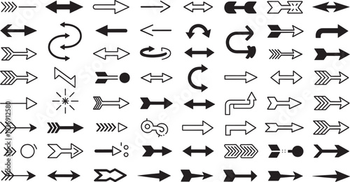 Black arrows on white background direction navigation