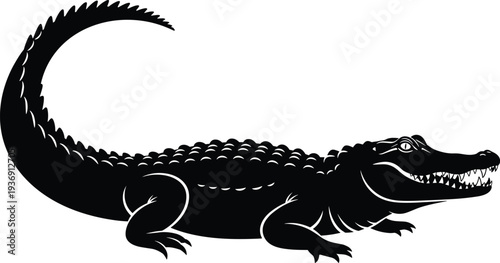 Crocodile alligator silhouette reptile predator wildlife swamp animal vector illustration isolated dangerous hunter design