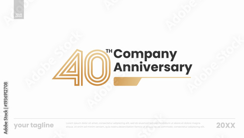 40th company anniversary gold outline logo banner template