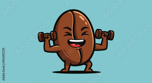Cartoon Date Fruit Exercising with Dumbbells.