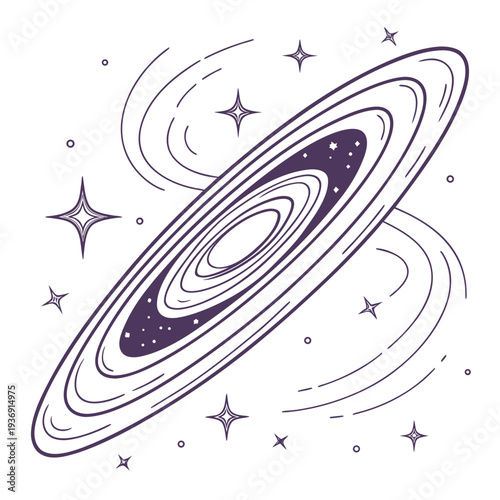 Purple galaxy whirl with stars white