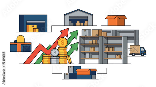 Construction and Building Materials Collage Showcasing Development and Growth. Vector Illustrations. EPS Editable
