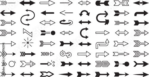 Black arrows on white background direction navigation