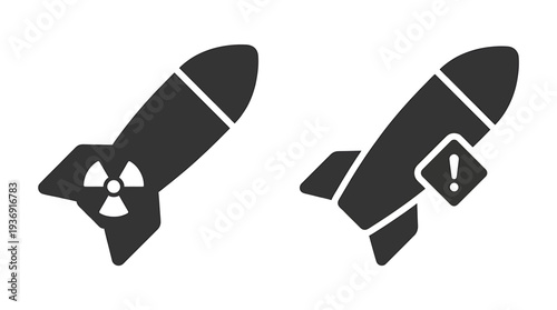 Energetic Rocket Launch Icons Illuminate Futuristic Space Theme. Vector Illustrations. EPS Editable