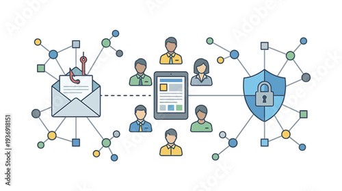 Global Network Security and Data Privacy Illustration. Vector Illustrations. EPS Editable
