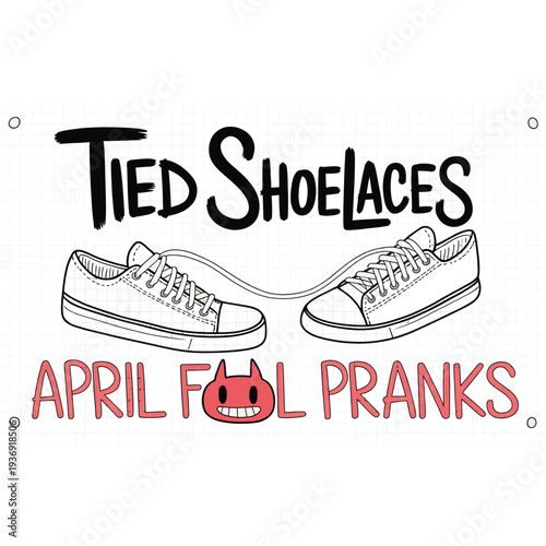 Tied Shoelaces April Fool Pranks Illustration april fools day