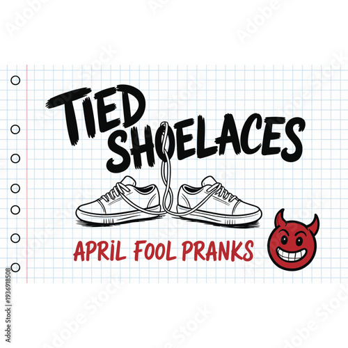April Fool Pranks Tied Shoelaces Illustration april fools day