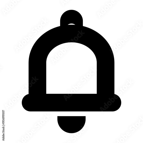 Black notification bell icon isolated on white background for alerts and reminders