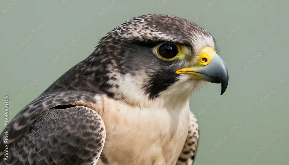 Fototapeta premium Close-up Portrait of a Peregrine Falcon with Intense Eyes